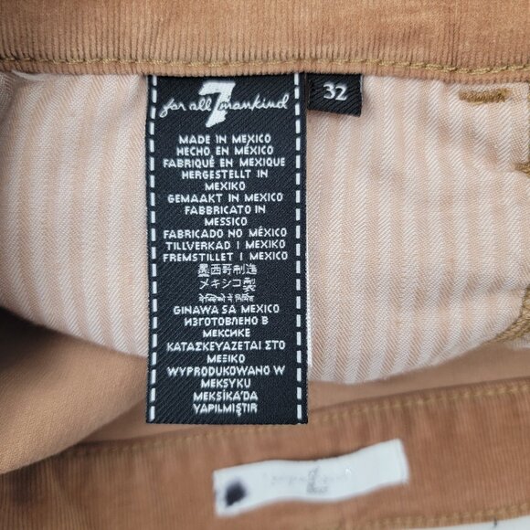 7 FOR ALL MANKIND Womens Pants Sz 32 Cropped Alexa Corduroy BROWN Wide Leg - Picture 8 of 16